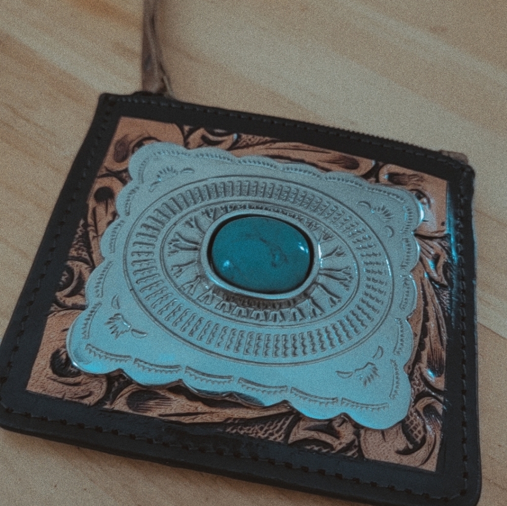 Silver and Turquoise Western Belt Buckle